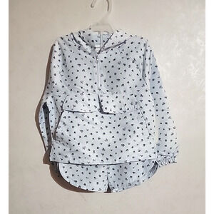 Free Assembly Girls Windbreaker Short Set Sz XS (4/5) Blue Floral Hooded